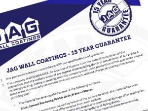 JAG Wall Coatings - 15 Year Guarantee